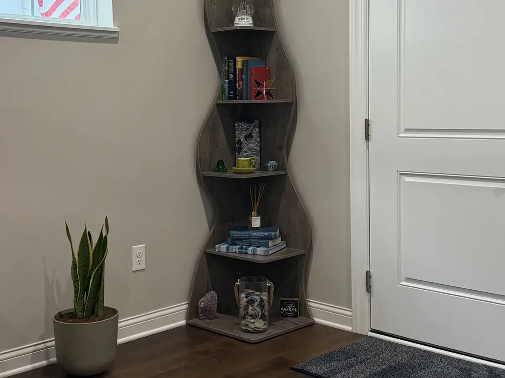 Entryway shelf before styling